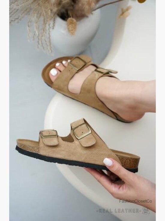Amazon.com | Project Cloud 100% Genuine Leather Platform  Women\'s Genuine Leather Sandals with Memory Foam Arch Support Cork Footbed